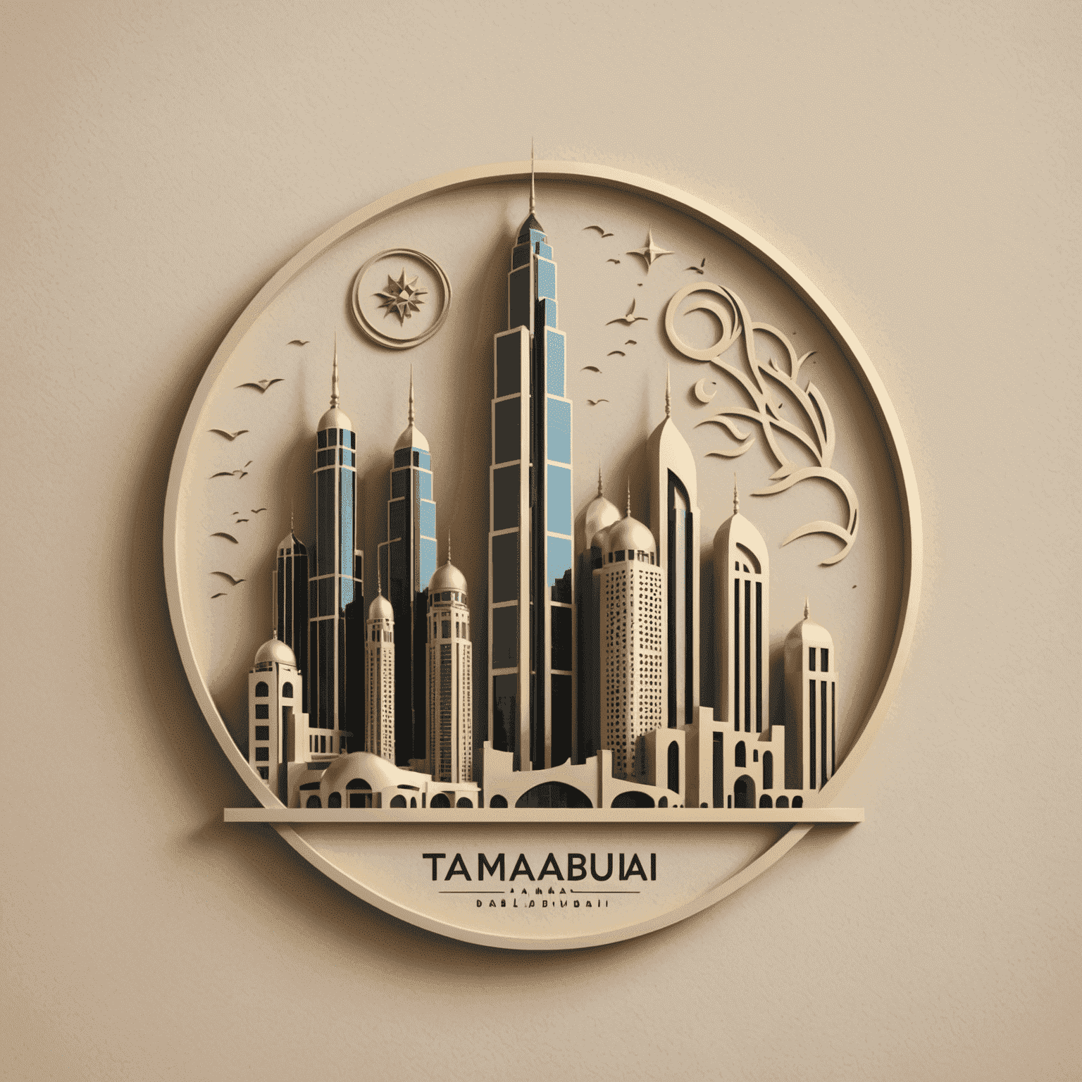 Yelblkat logo featuring a modern design incorporating elements of Abu Dhabi's skyline and government symbols