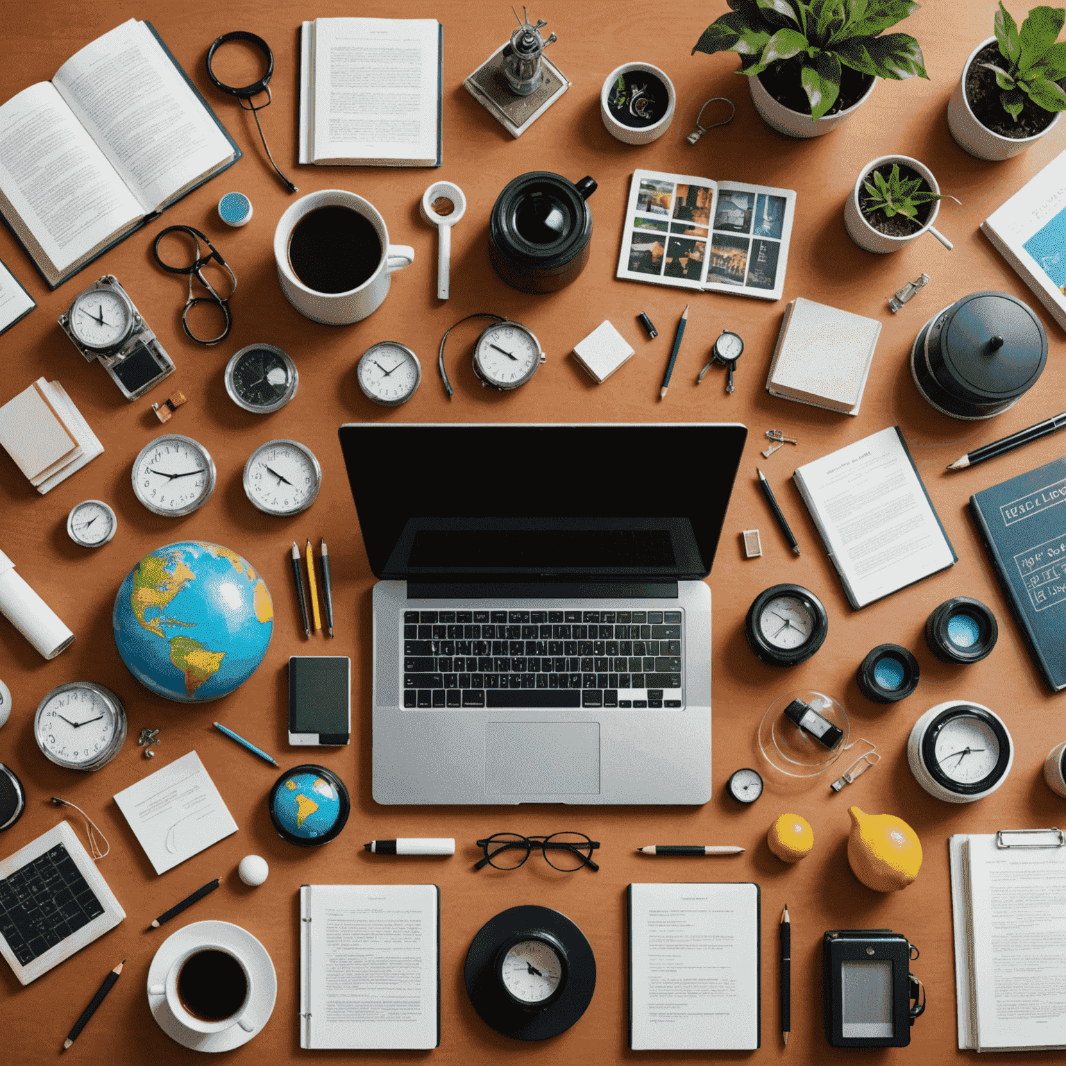 A collage of educational resources including books, computers, and scientific equipment